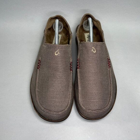 OluKai Men's Size 11.5 Moloa Kapa Brown Canvas Loafers - Picture 3 of 12